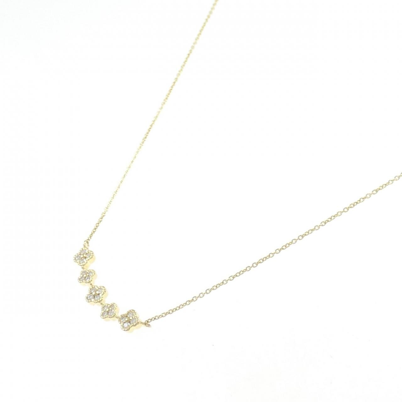K18YG フラワー ダイヤモンド ネックレス 0.12CT
