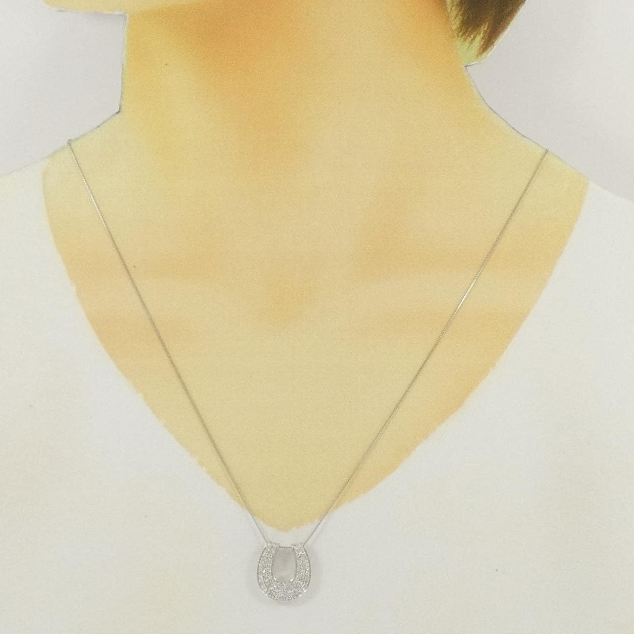 K18WG ホースシュー ダイヤモンド ネックレス 0.50CT