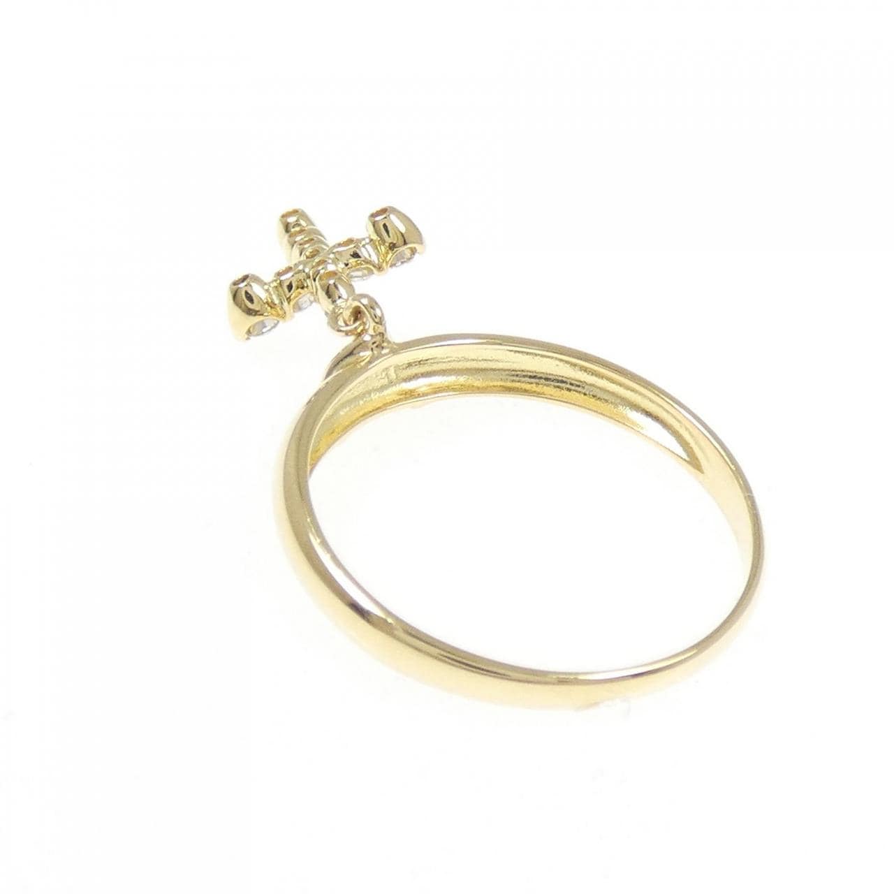 K18YG クロス ダイヤモンド リング 0.15CT