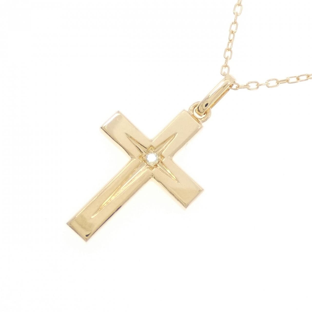 K18YG クロス ダイヤモンド ネックレス