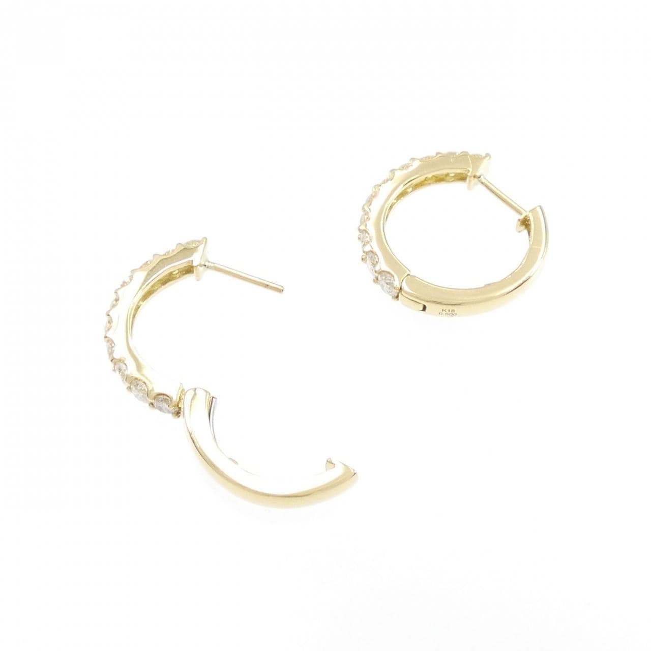 [BRAND NEW] K18YG Hoop Diamond Earrings 1.003CT