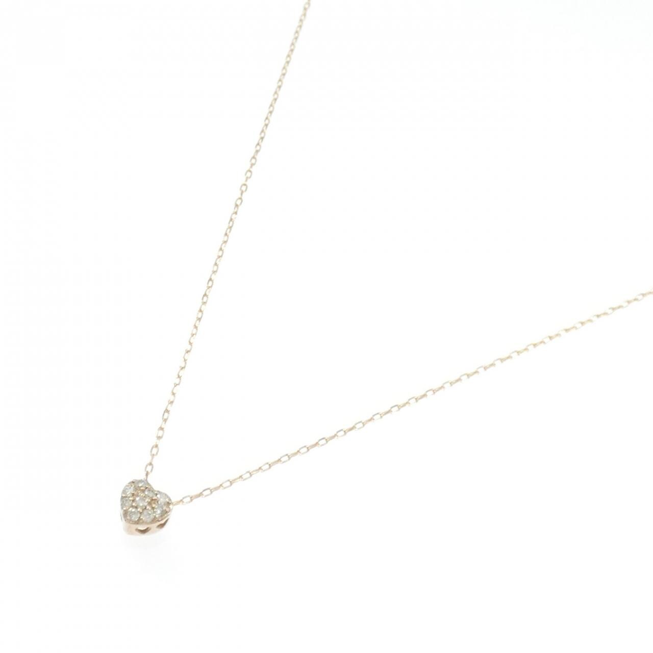 K18PG ハート ダイヤモンド ネックレス 0.13CT