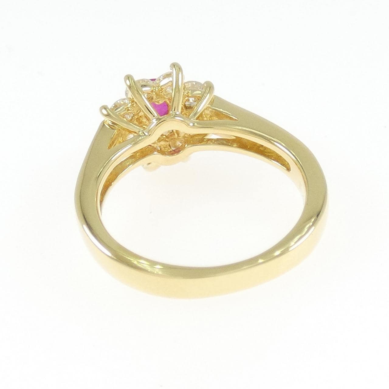 K18YG フラワー ルビー リング 0.37CT