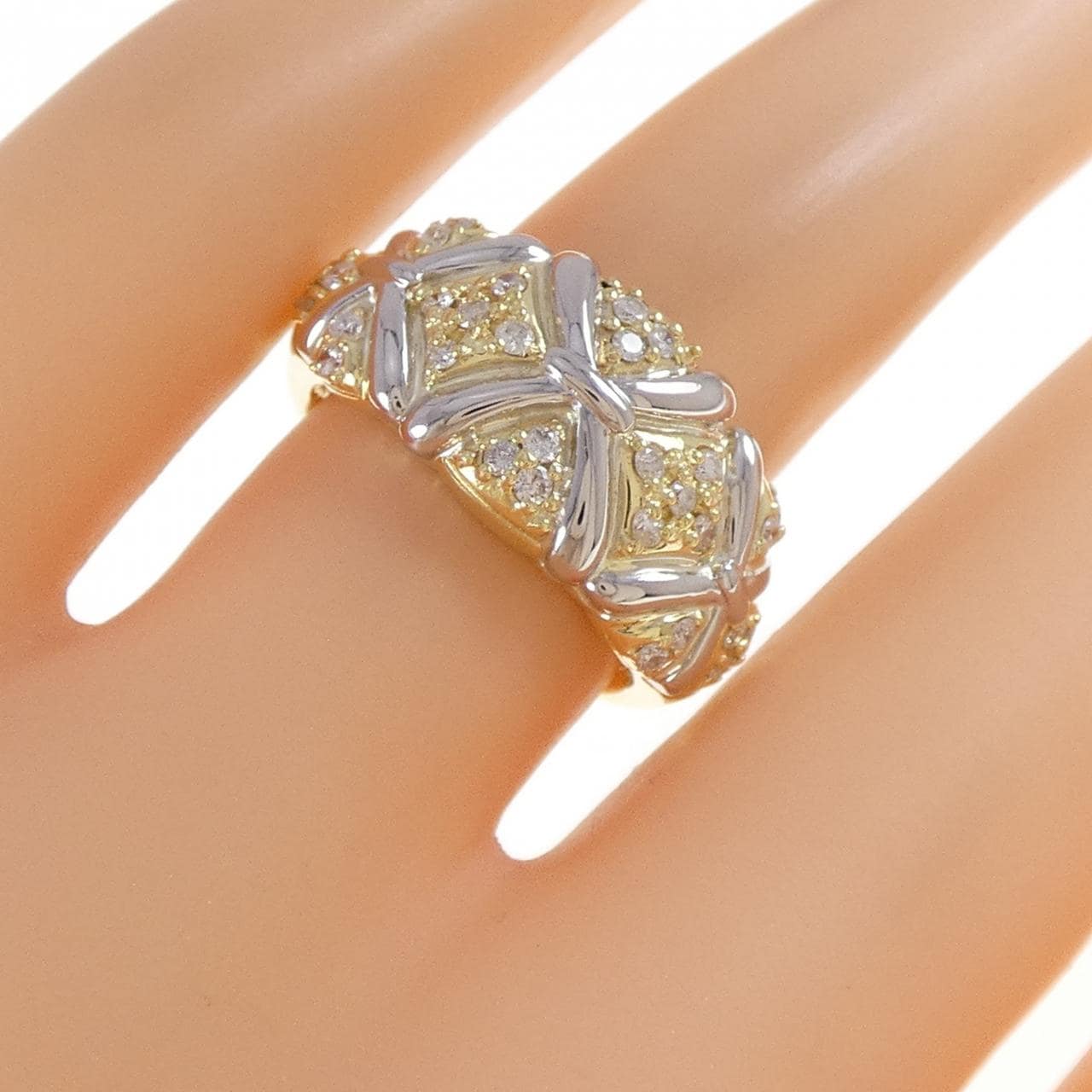 K18YG/PT900 ダイヤモンド リング 0.30CT