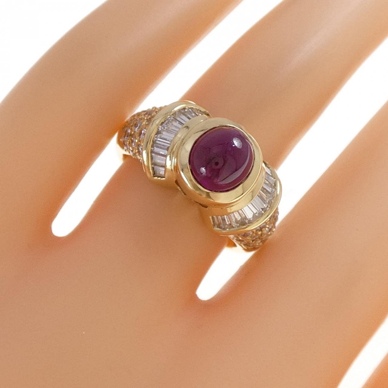 K18YG ルビー リング 2.50CT