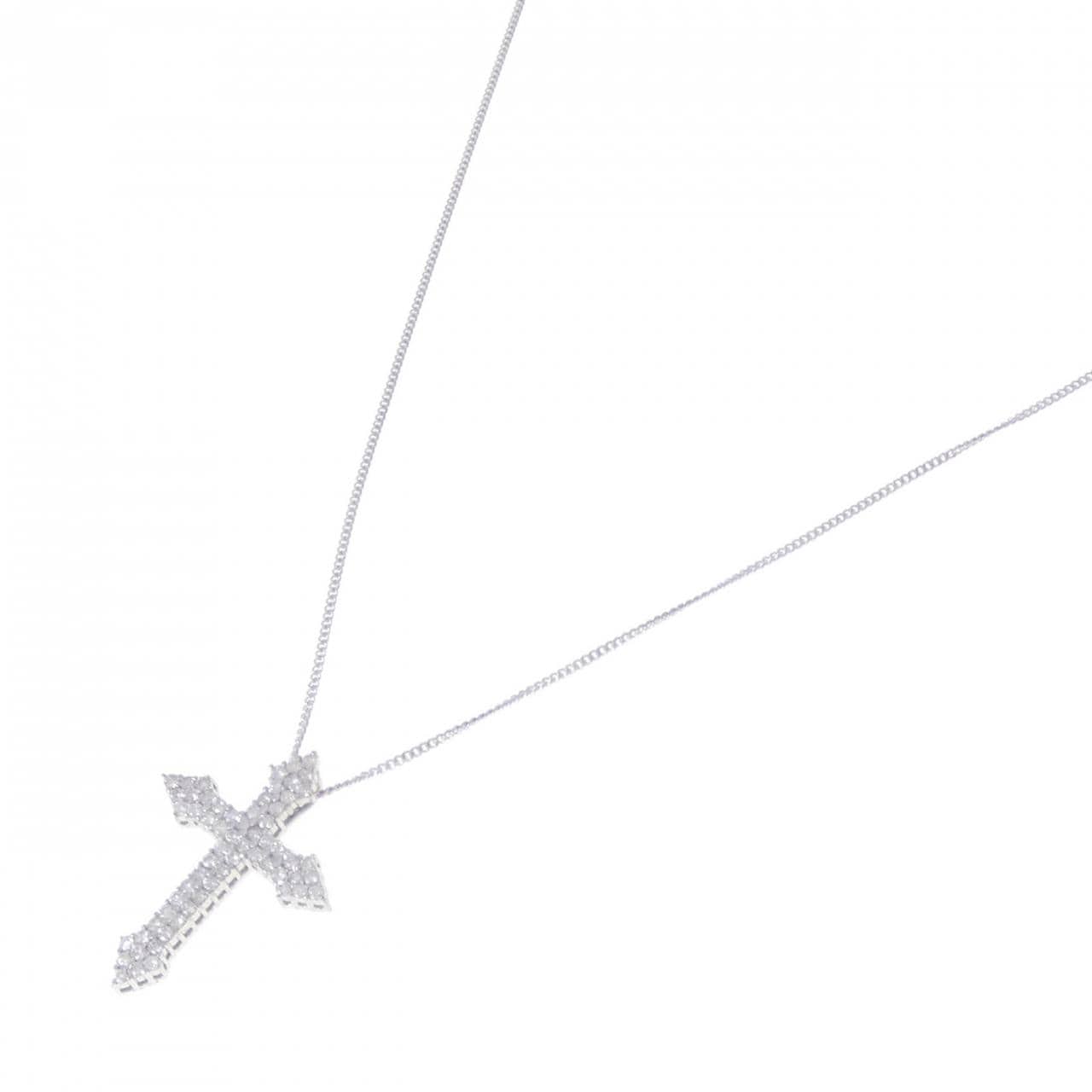 K14WG クロス ダイヤモンド ネックレス 1.00CT