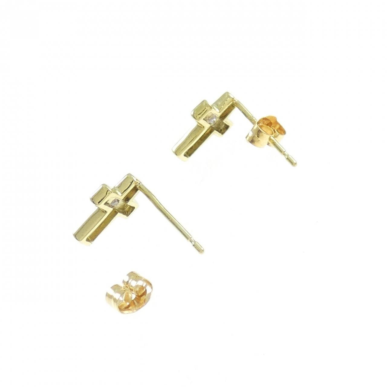 K18YG 十字架鑽石耳環 0.04CT