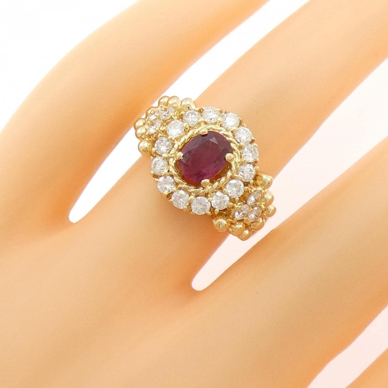 K18YG ルビー リング 0.70CT