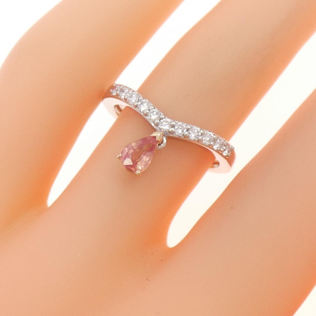 PT950/K18PG サファイヤ リング 0.355CT