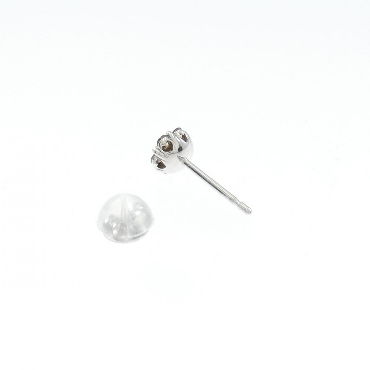 K18WG フラワー ダイヤモンド ピアス 0.13CT  片耳