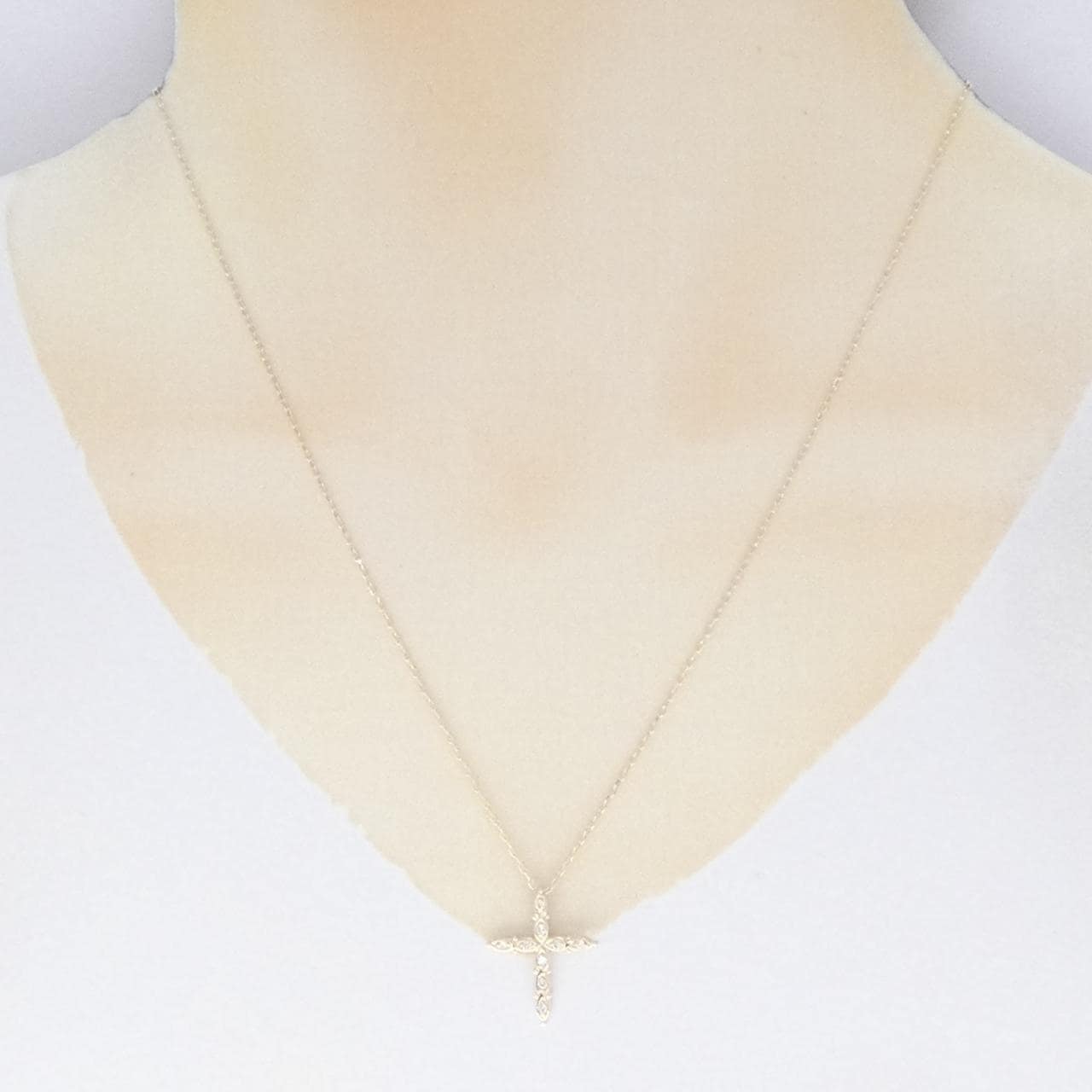 K10YG/K10WG クロス ダイヤモンド ネックレス 0.10CT