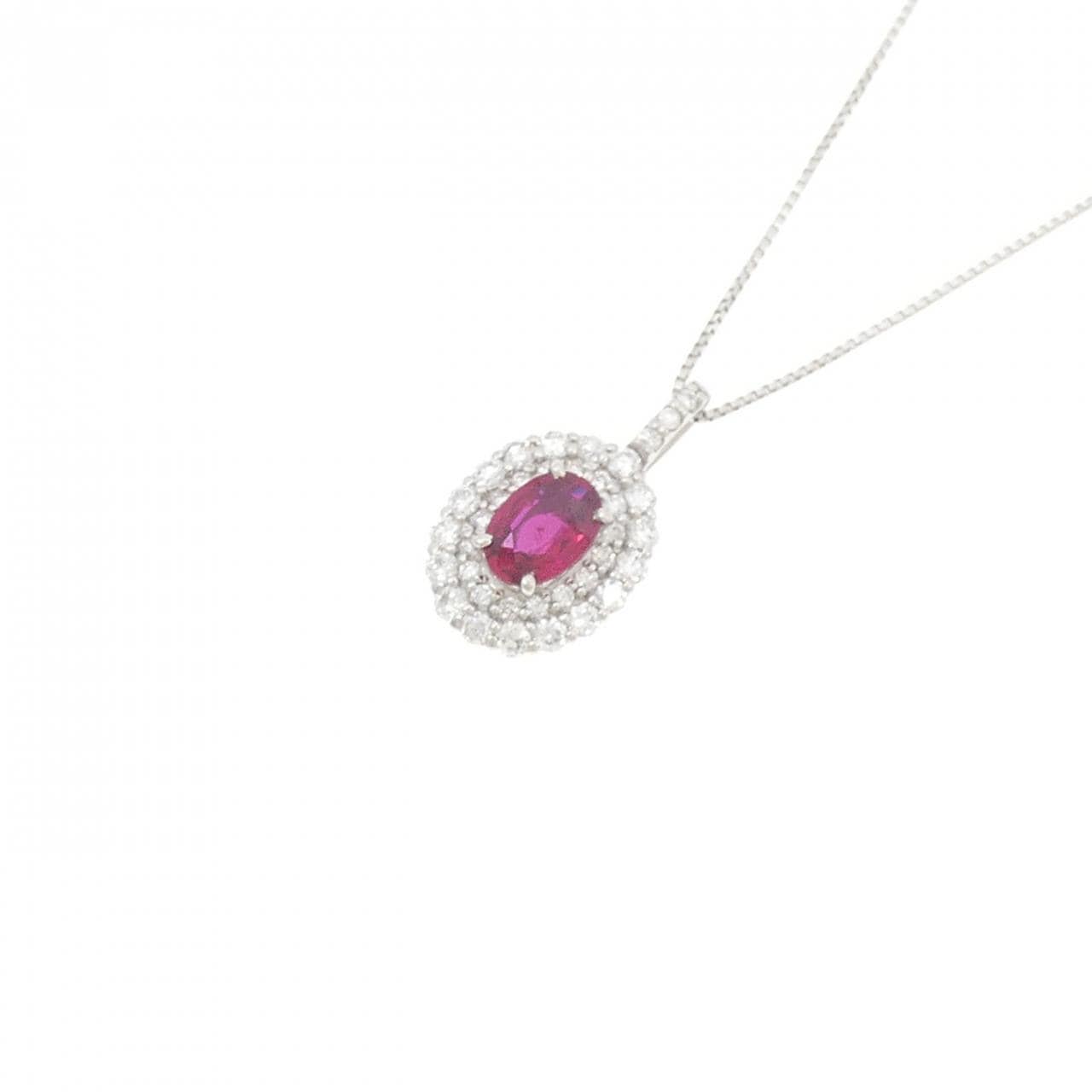 PT900/PT850 ルビー ネックレス 0.45CT