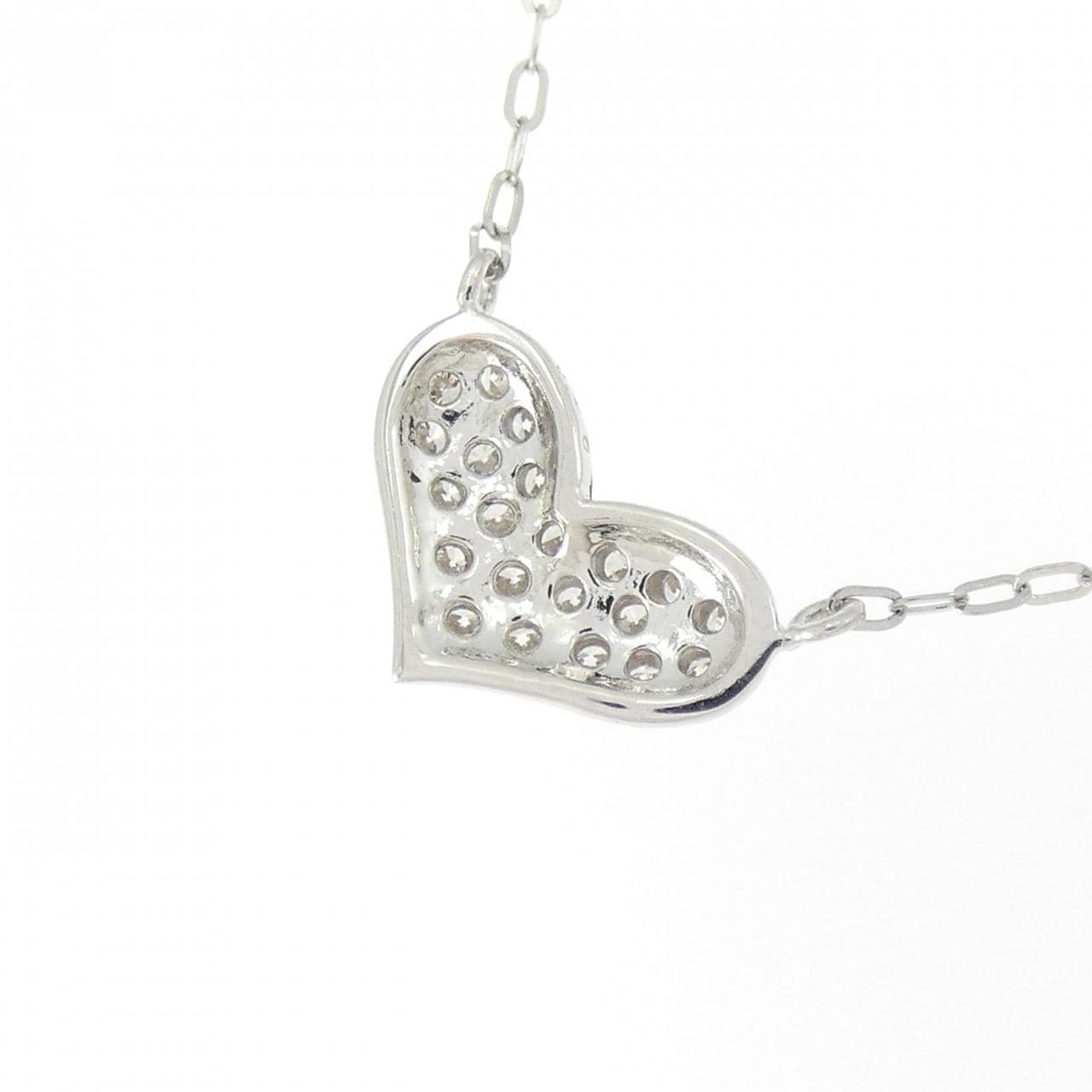 PT900/PT850 ハート パヴェ ダイヤモンド ネックレス 0.20CT
