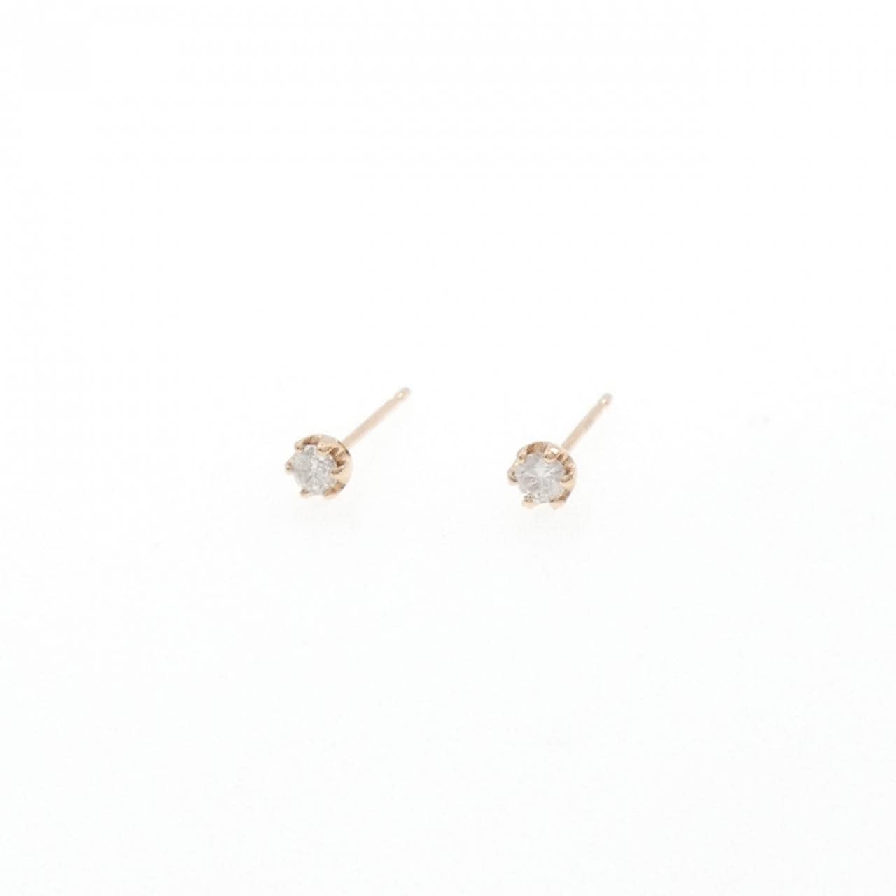 K10PG ソリティア ダイヤモンド ピアス 0.10CT