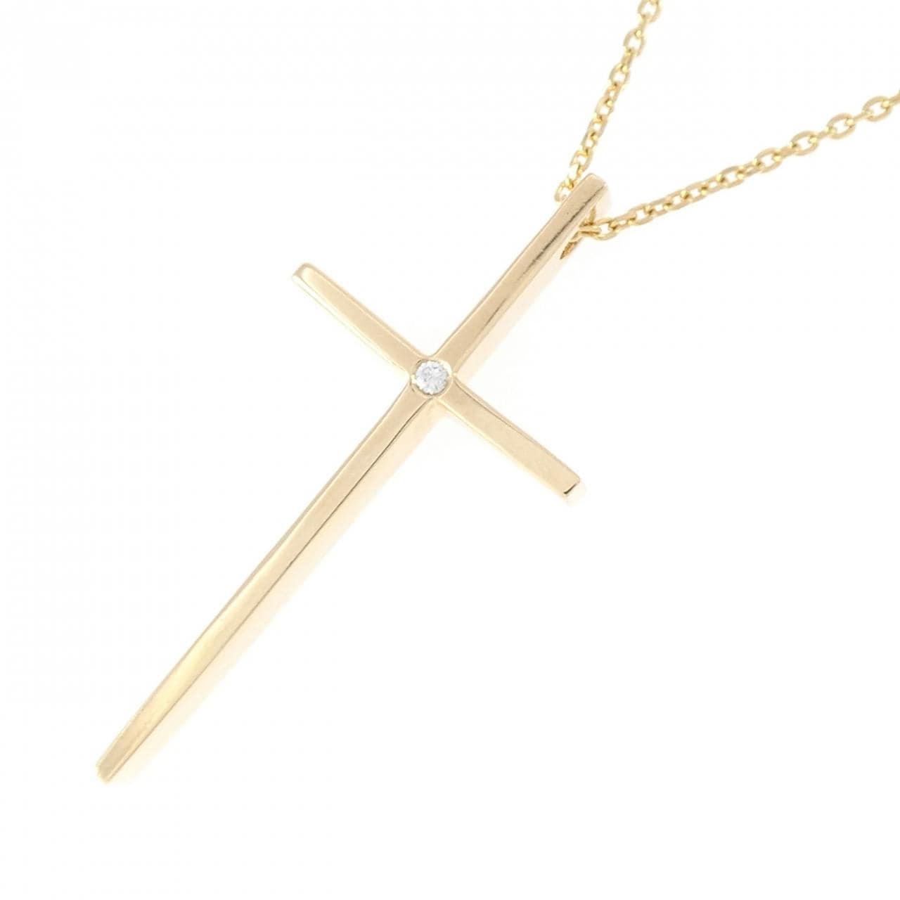 K18YG クロス ダイヤモンド ネックレス 0.01CT