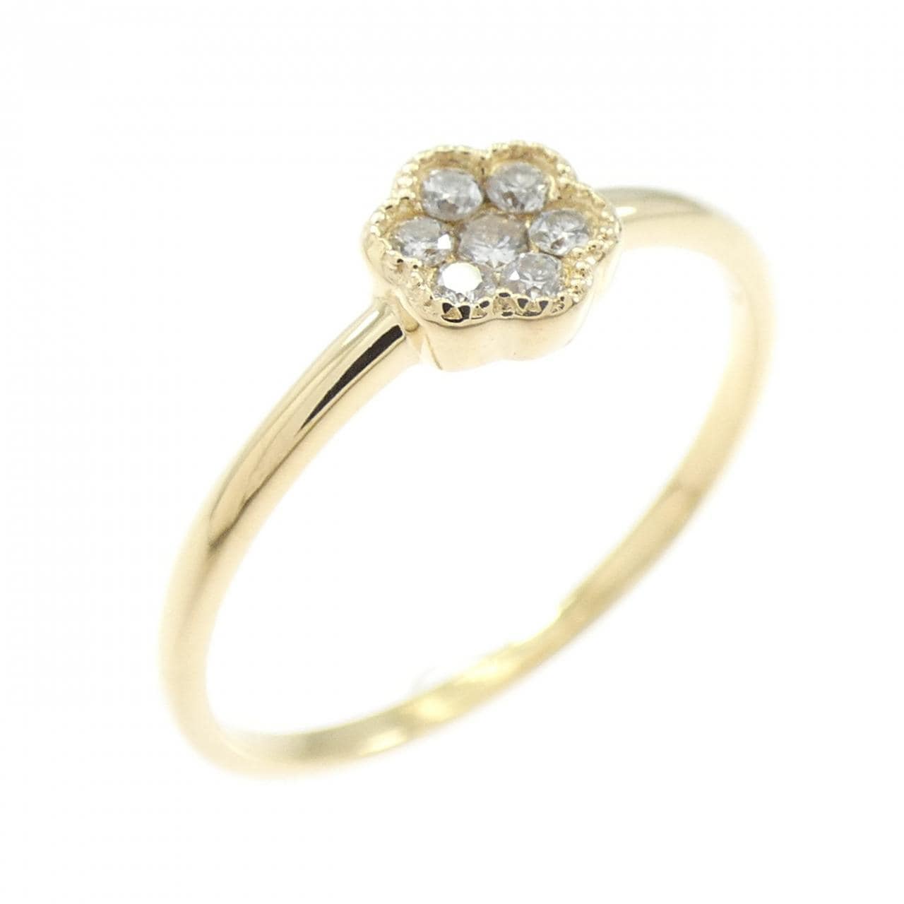 K18YG フラワー ダイヤモンド リング 0.10CT