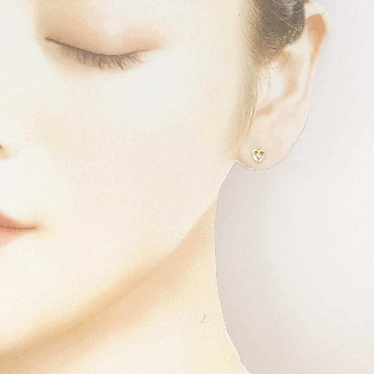 K18YG ハート ダイヤモンド ピアス 0.10CT