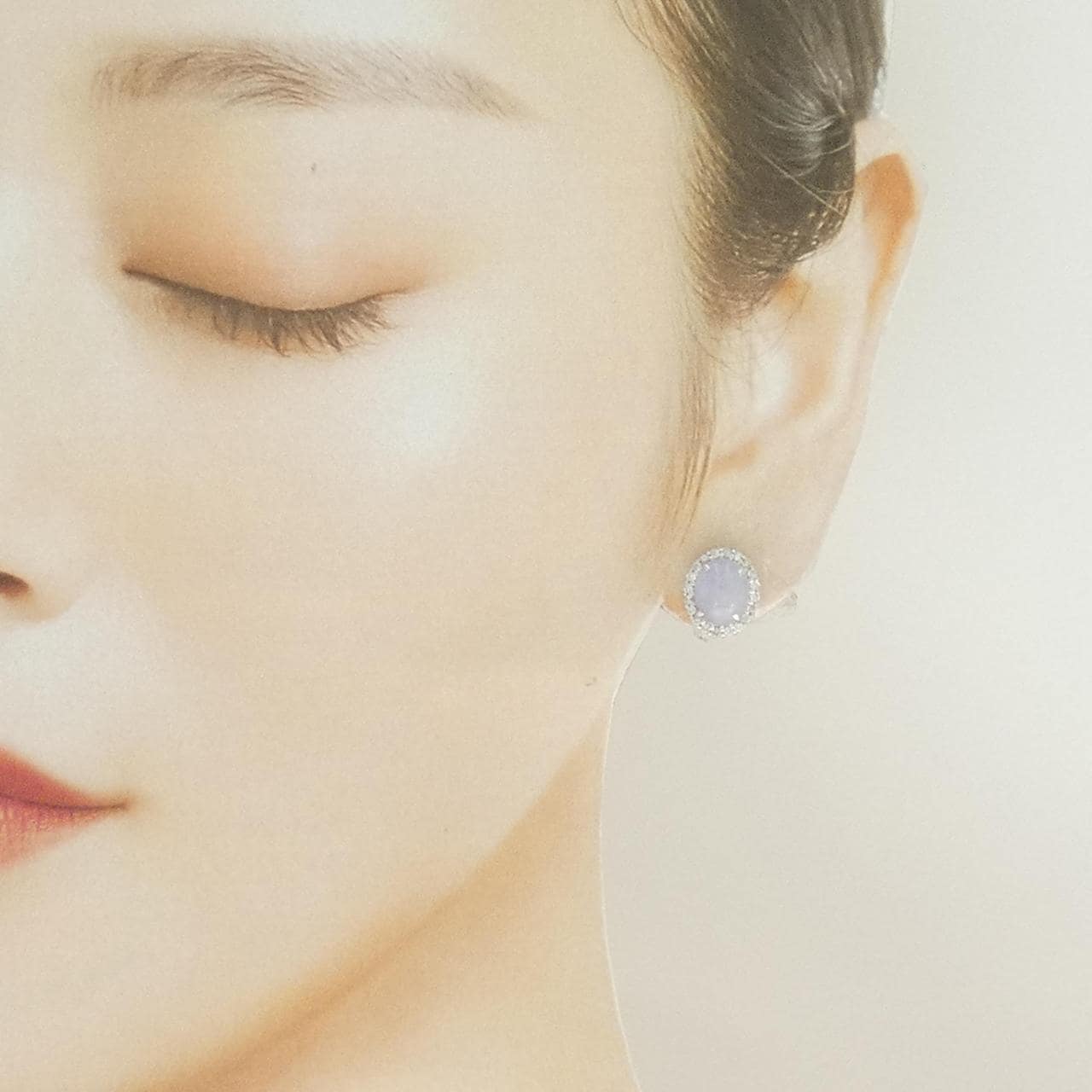 K18WG ラベンダーヒスイ ピアス