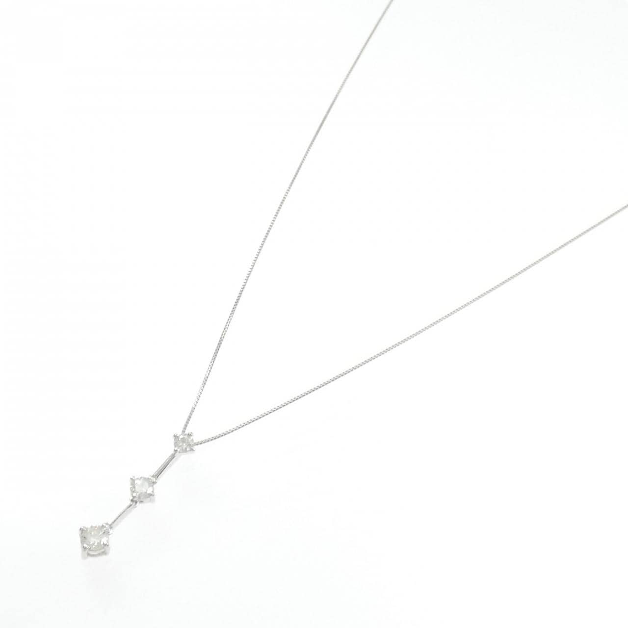 K18WG スリーストーン ダイヤモンド ネックレス 0.50CT