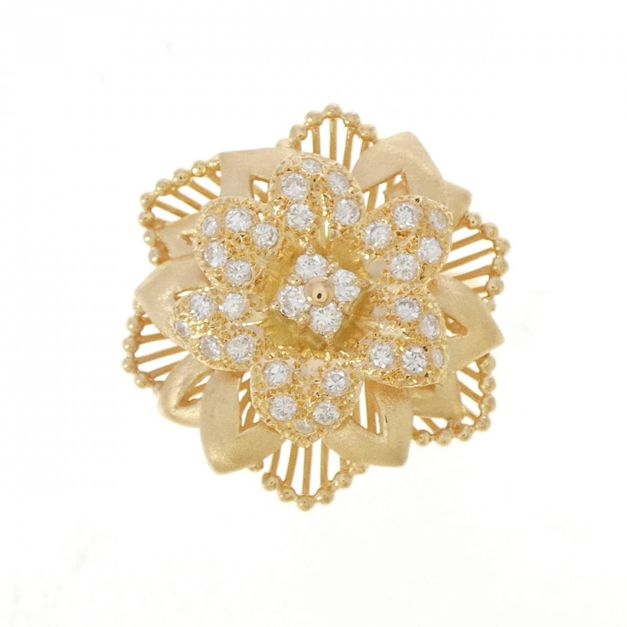 K18YG フラワー ダイヤモンド リング 0.41CT