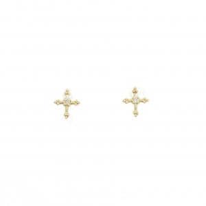 K18YG クロス ダイヤモンド ピアス 0.02CT
