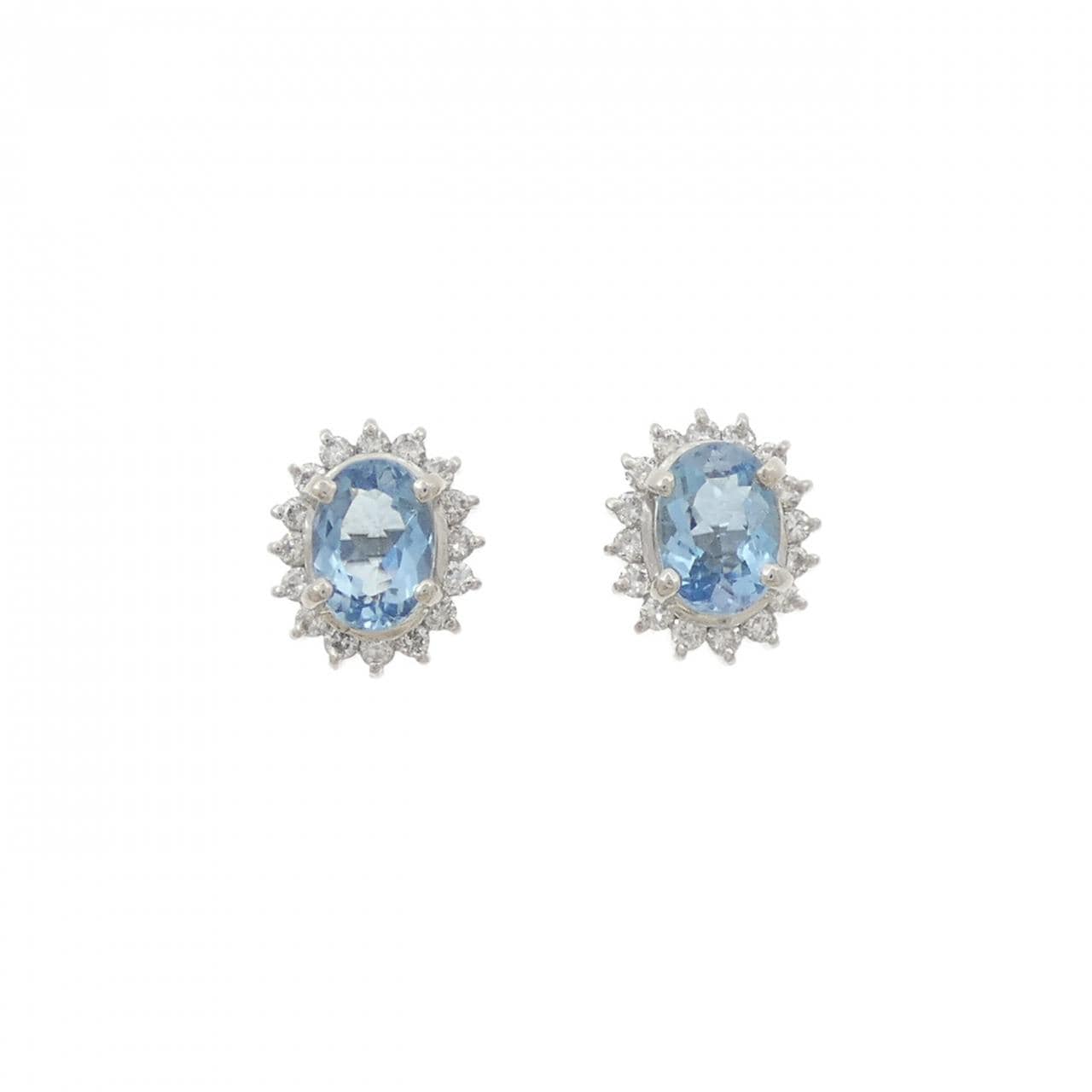 PT900 アクアマリン ピアス 1.24CT