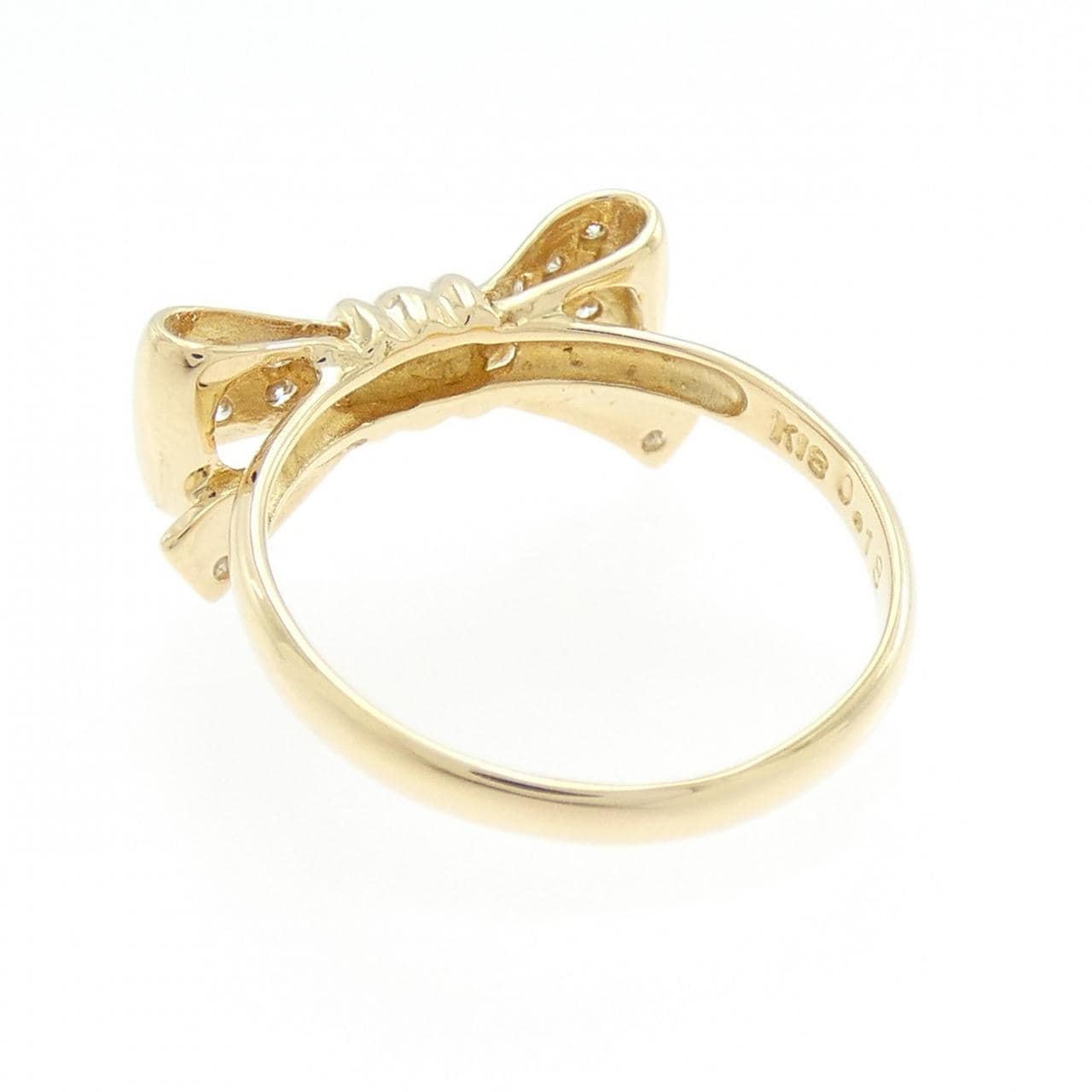 K18YG リボン ダイヤモンド リング 0.18CT