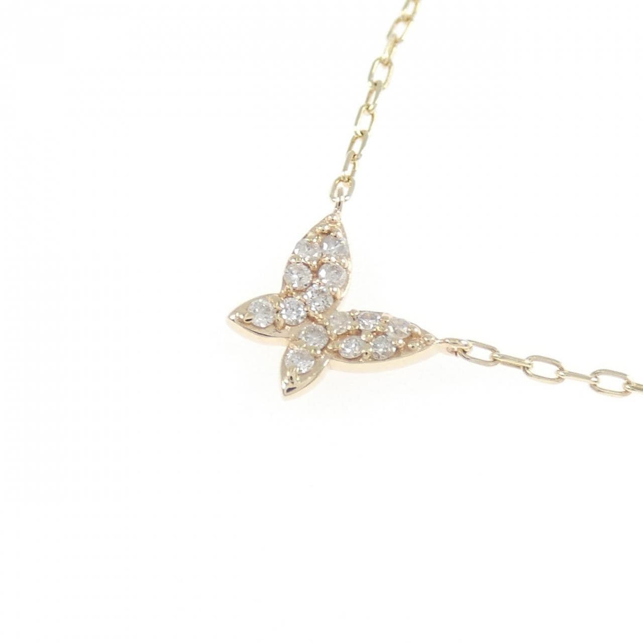 K10YG バタフライ ダイヤモンド ネックレス 0.09CT