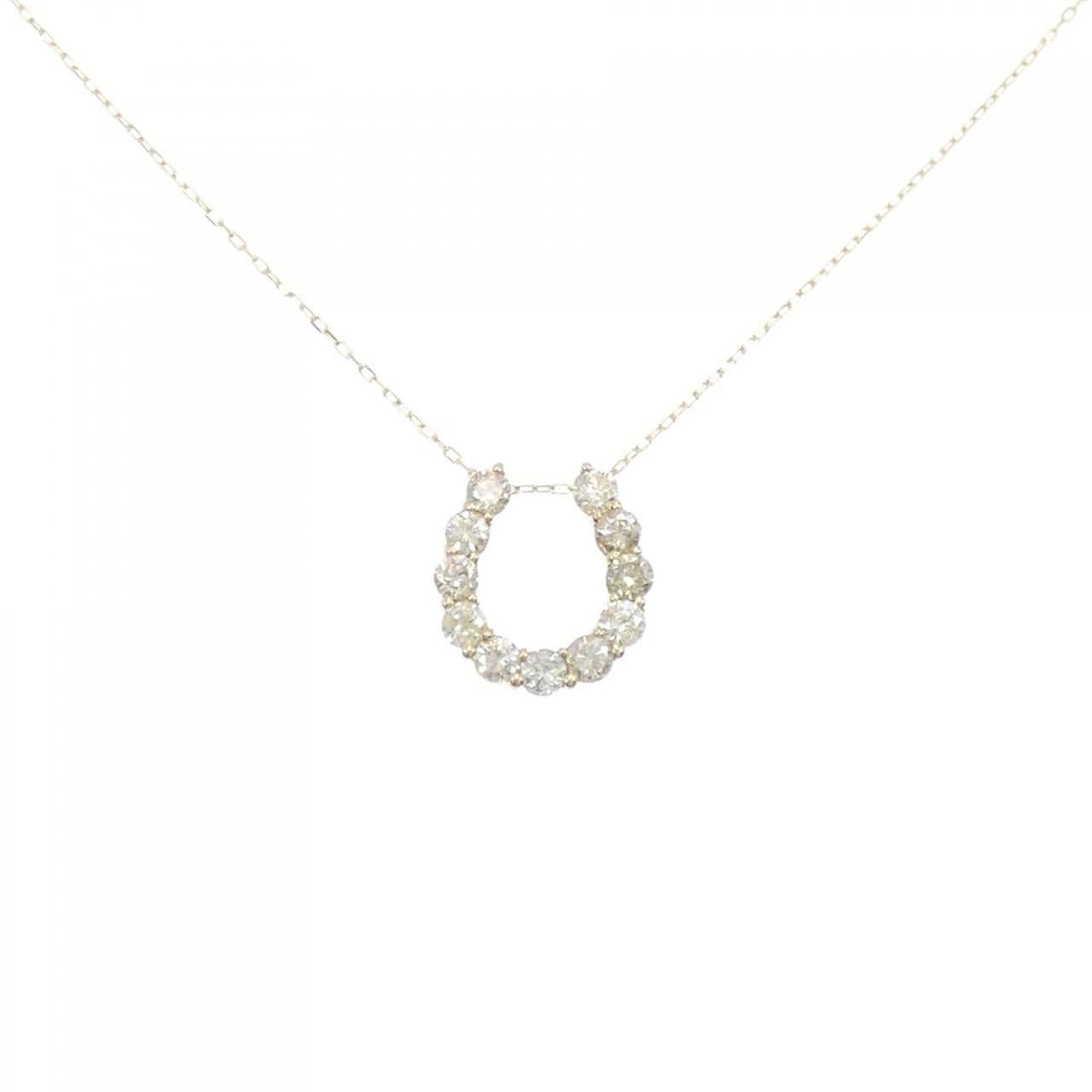[BRAND NEW] K18YG Horseshoe Diamond Necklace 1.00CT