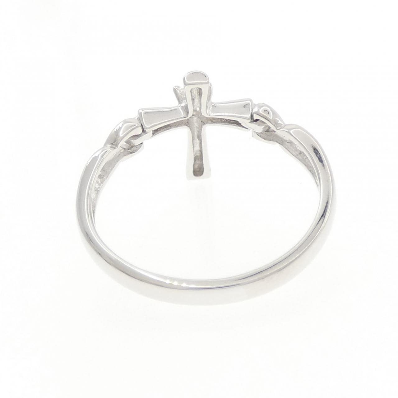 K18WG クロス×ハート ダイヤモンド リング 0.08CT