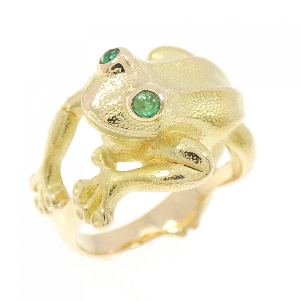 K18YG フロッグ エメラルド リング 0.07CT