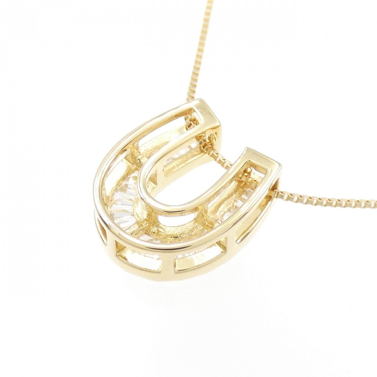K18YG ホースシュー ダイヤモンド ネックレス 0.20CT