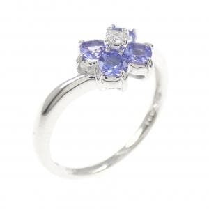 K18WG フラワー タンザナイト リング