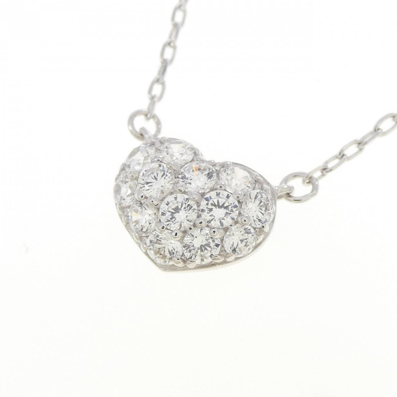 K10WG ハート キュービック ネックレス