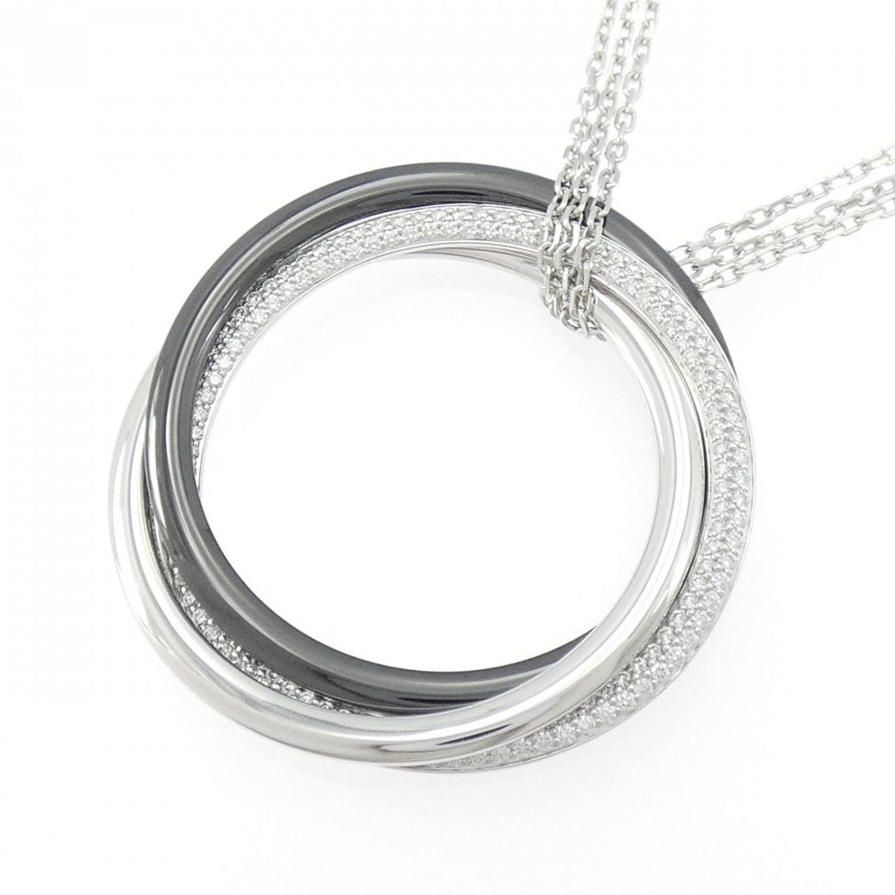 カルティエ トリニティ ブラック&ホワイトペンダント ネックレス