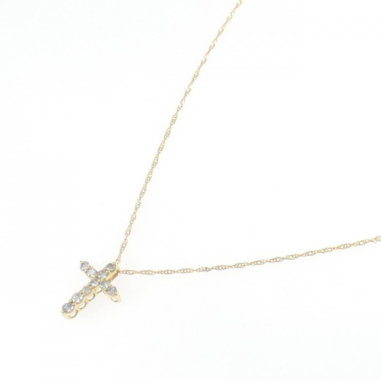K18YG/750YG クロス ダイヤモンド ネックレス 0.30CT