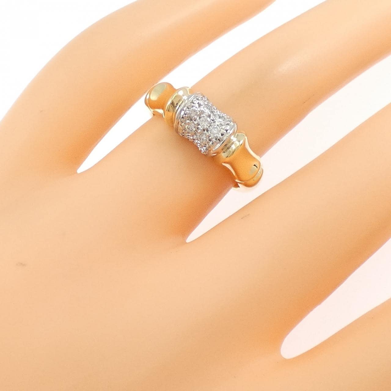 K18YG/PT900 ダイヤモンド リング 0.10CT