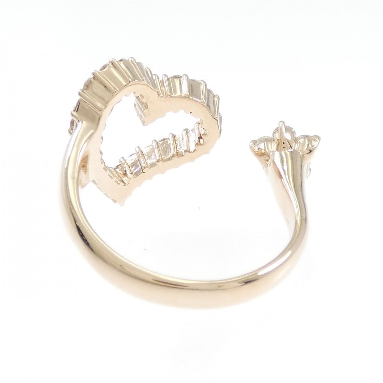 K18PG ハート×フラワー ダイヤモンド リング 0.60CT