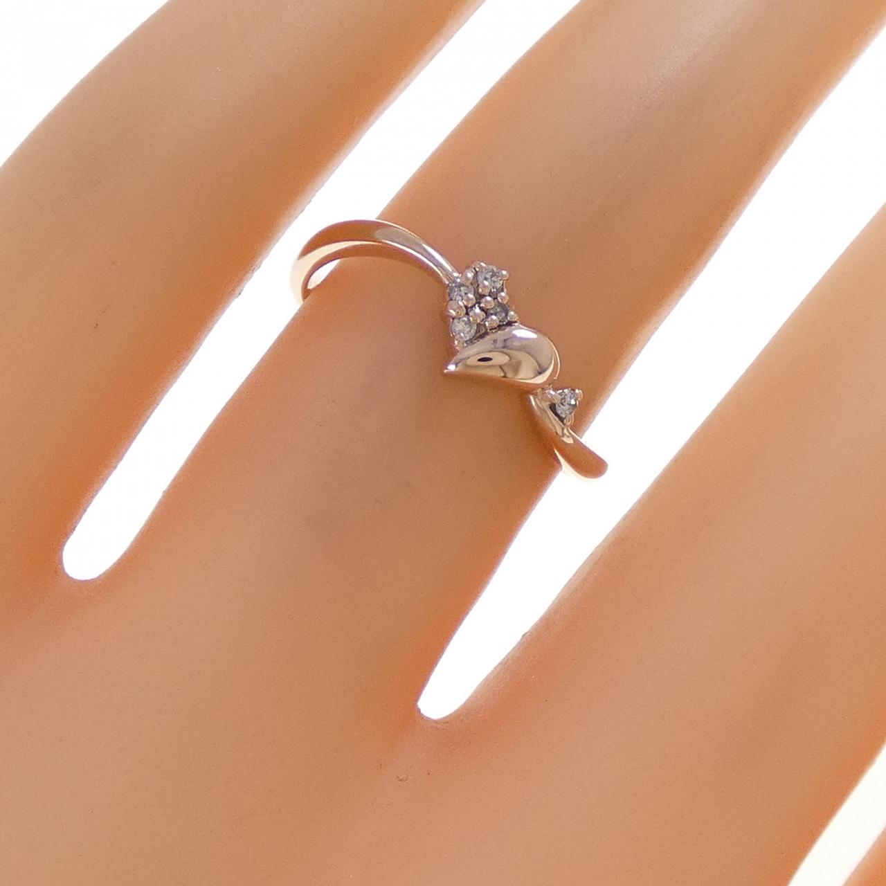 K10PG ハート ダイヤモンド リング 0.03CT