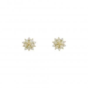 【新品】K18YG フラワー ダイヤモンド ピアス 0.30CT