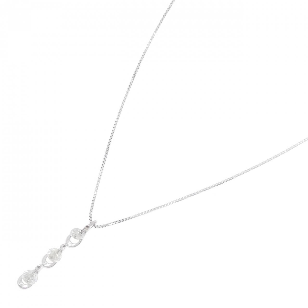 K18WG スリーストーン ダイヤモンド ネックレス 0.50CT