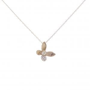 K18PG バタフライ ダイヤモンド ネックレス 0.122CT