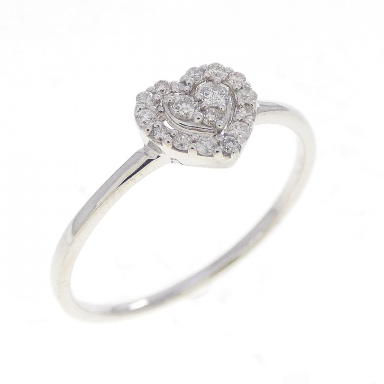 K18WG ハート ダイヤモンド リング 0.10CT