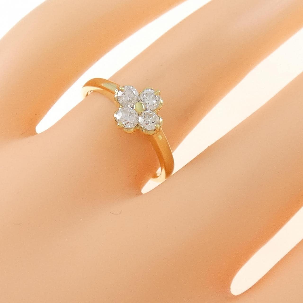 K18YG フラワー ダイヤモンド リング 0.50CT
