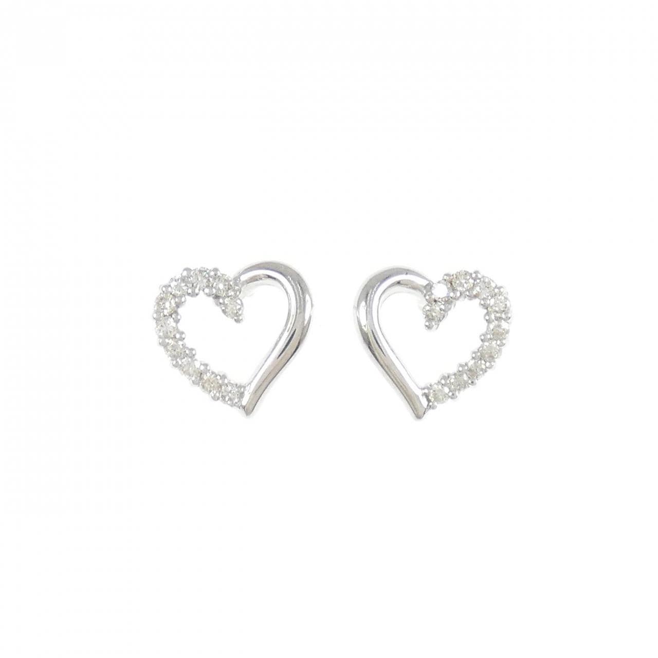 K18WG ハート ダイヤモンド ピアス 0.20CT
