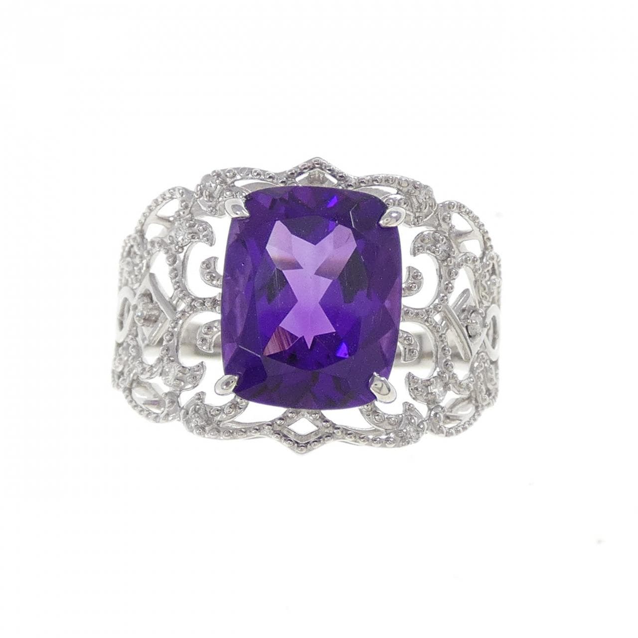 K18WG アメジスト リング 3.15CT