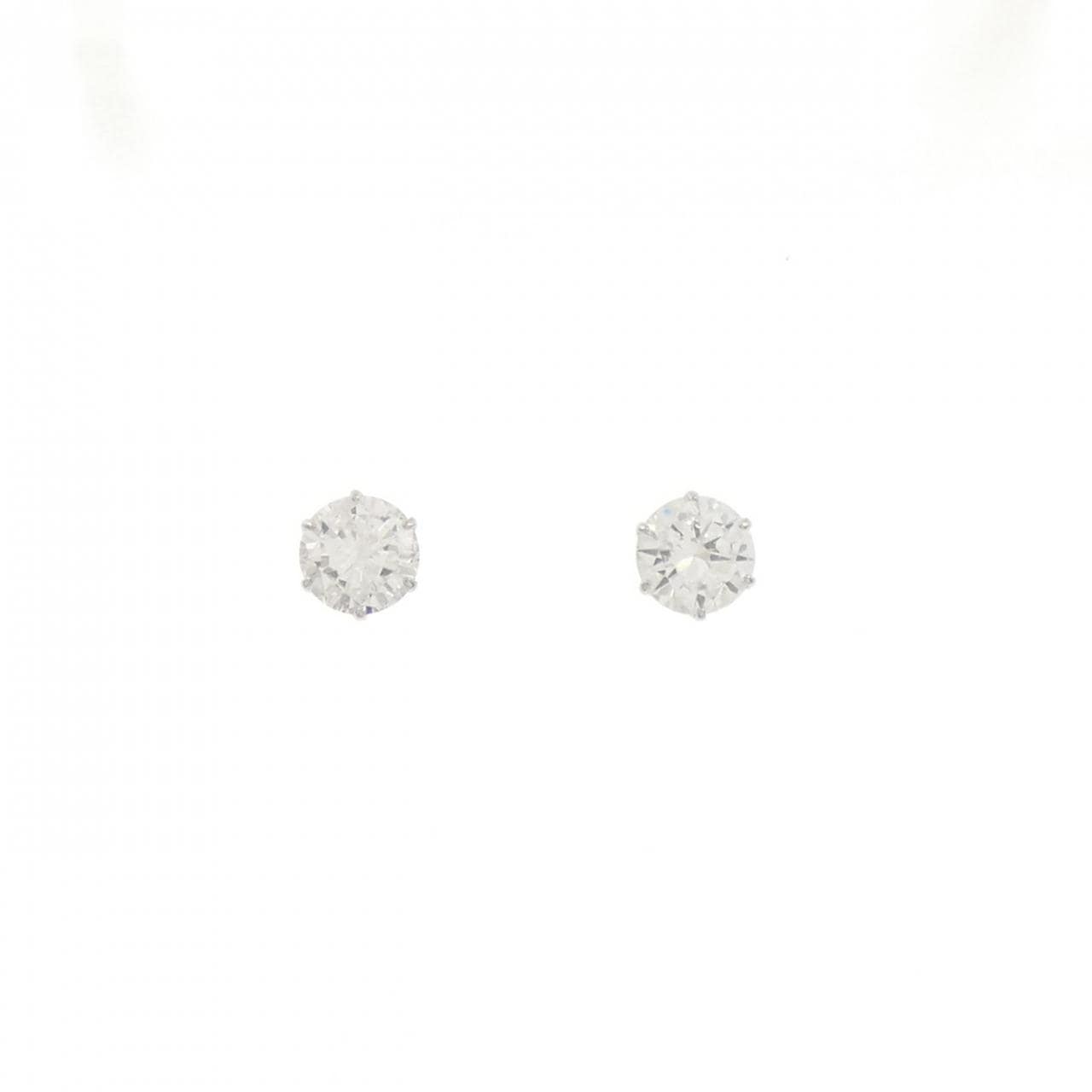 PT900 ソリティア ダイヤモンド ピアス 1.025CT