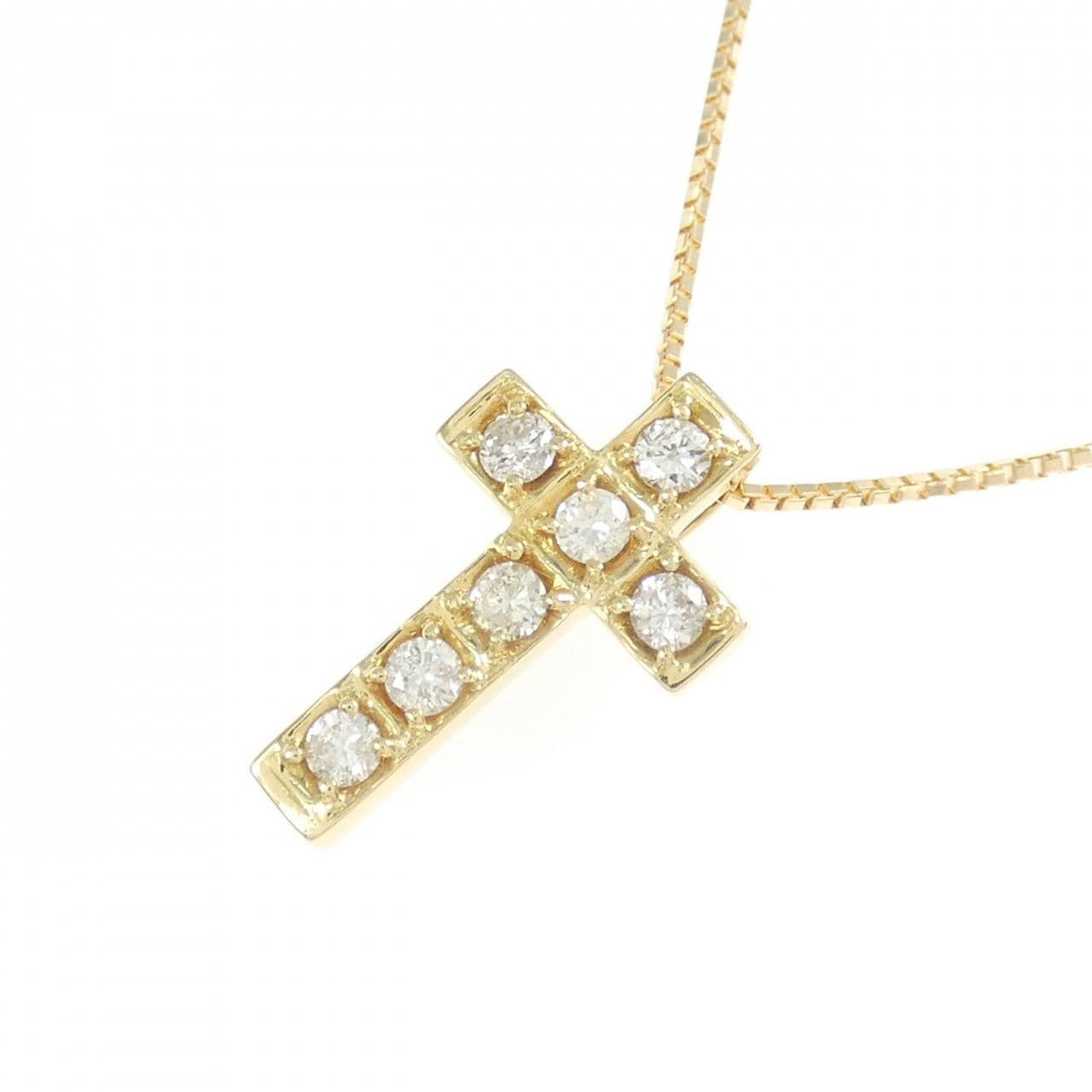 K18YG クロス ダイヤモンド ネックレス 0.30CT