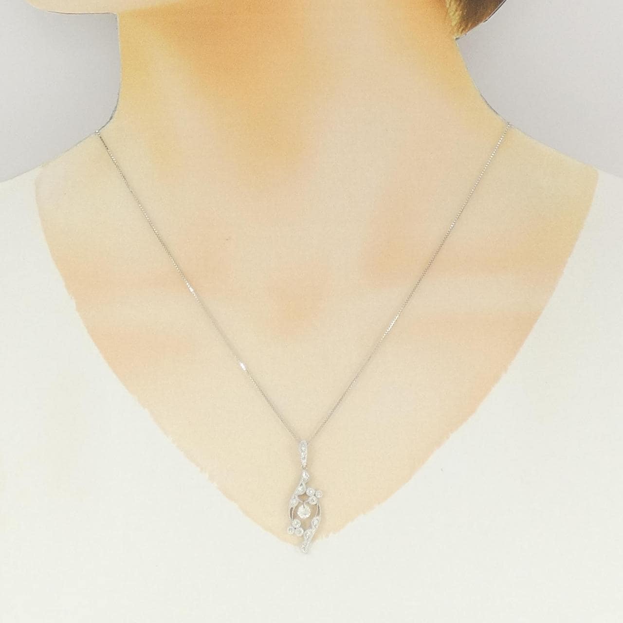 K18WG ダイヤモンド ネックレス 0.34CT