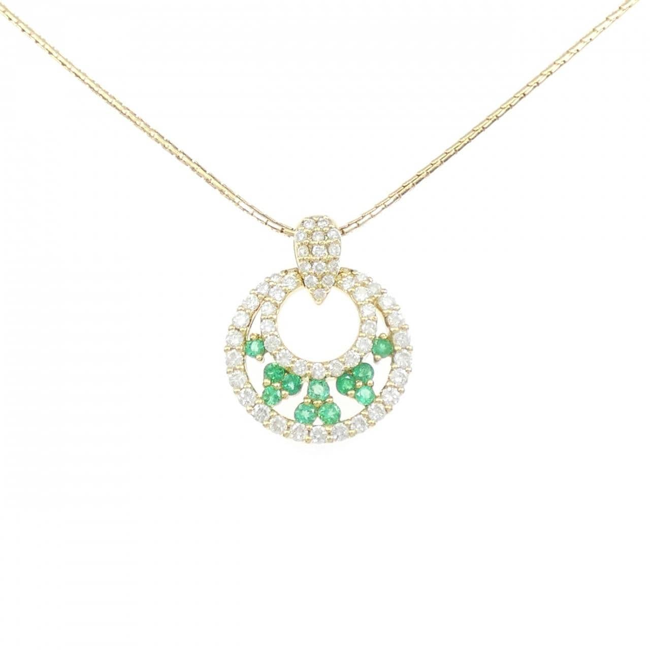 18K Yellow Gold Emerald Necklace 0.55CT